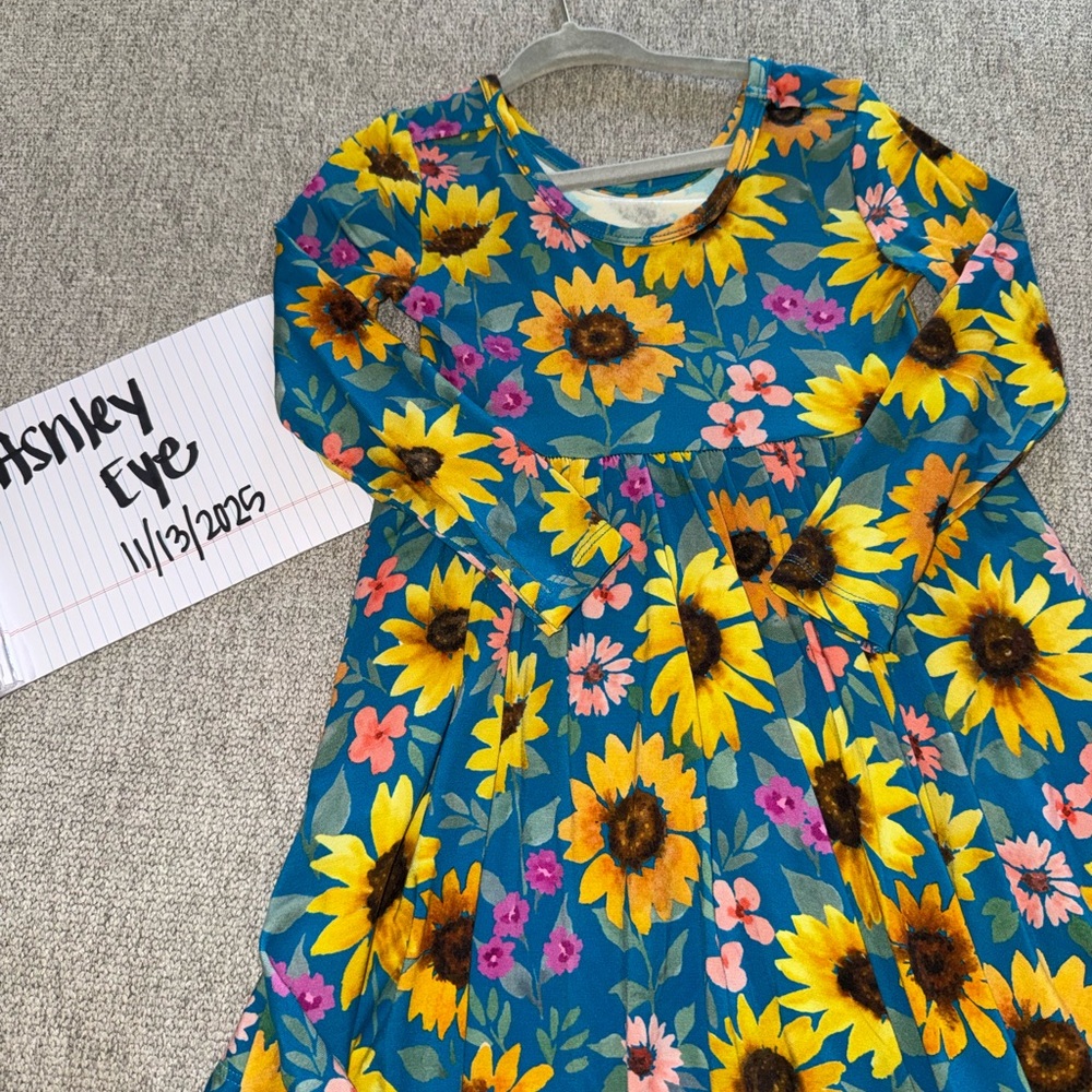 Little Sleepies Sunflower Blue and Yellow Dress